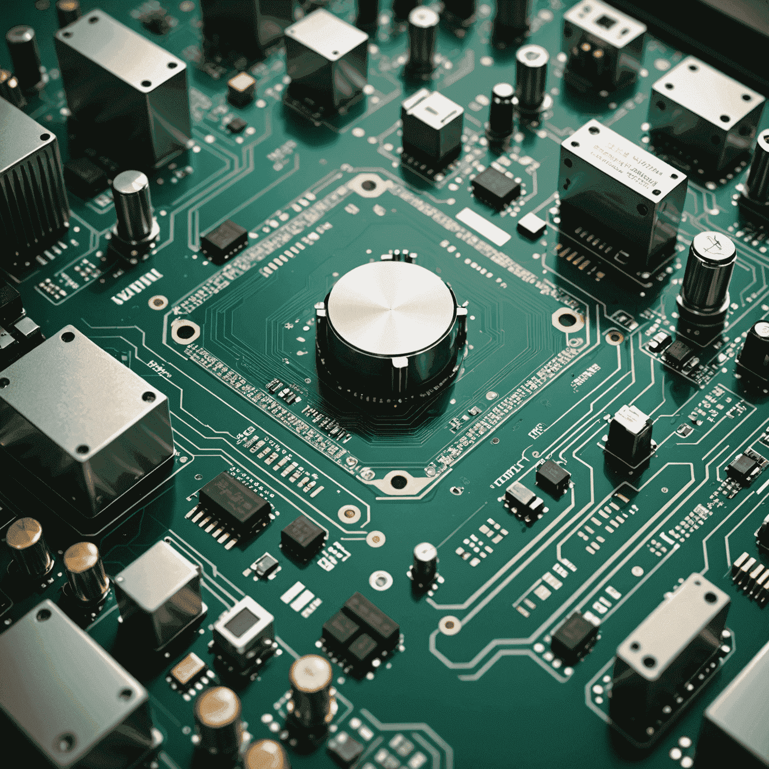 Technology industry representation with circuit boards and digital interfaces