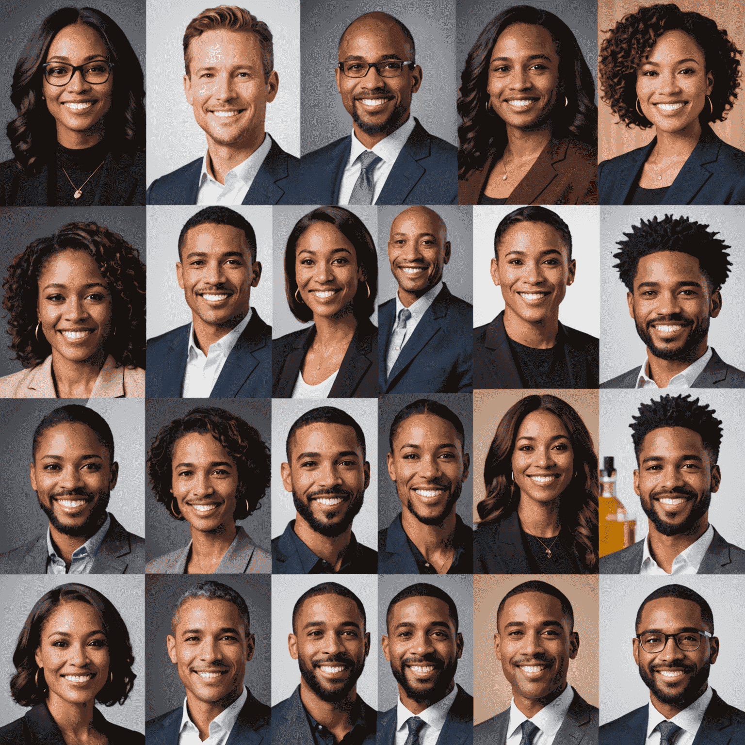 Collage of successful entrepreneurs from diverse backgrounds, showcasing their products or services, with motivational quotes overlaid