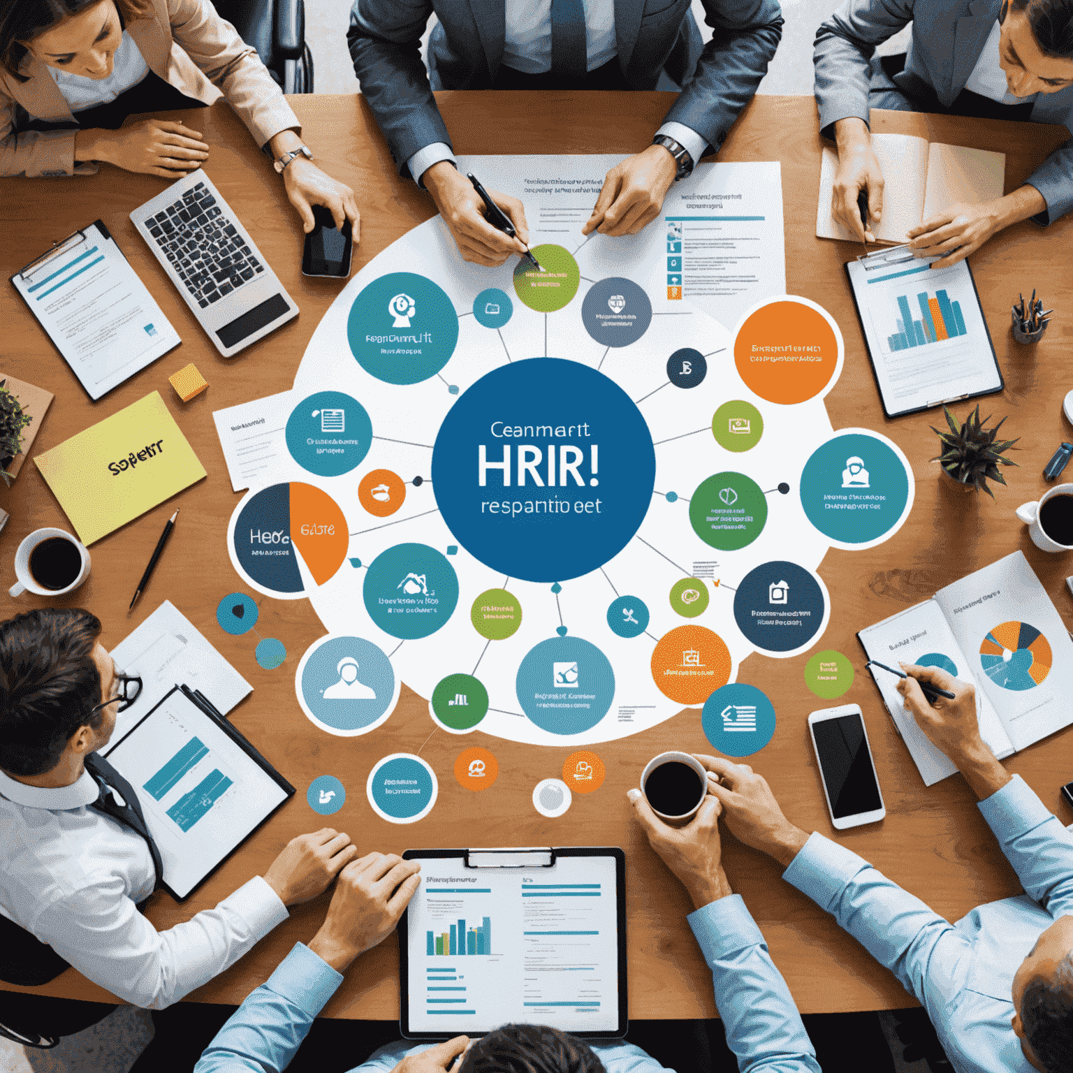A montage of HR-related images including recruitment, training sessions, and employee engagement activities, showcasing comprehensive HR services