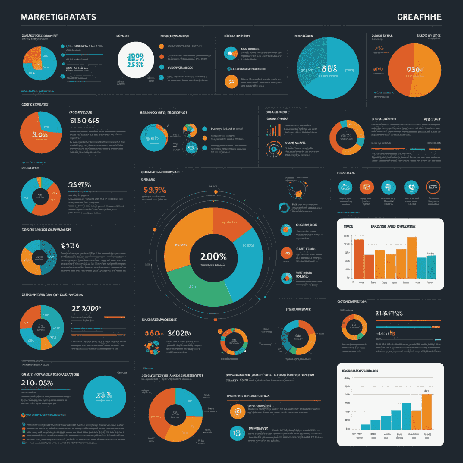 Complex infographic showing market data, competitor analysis, and growth projections across various business domains